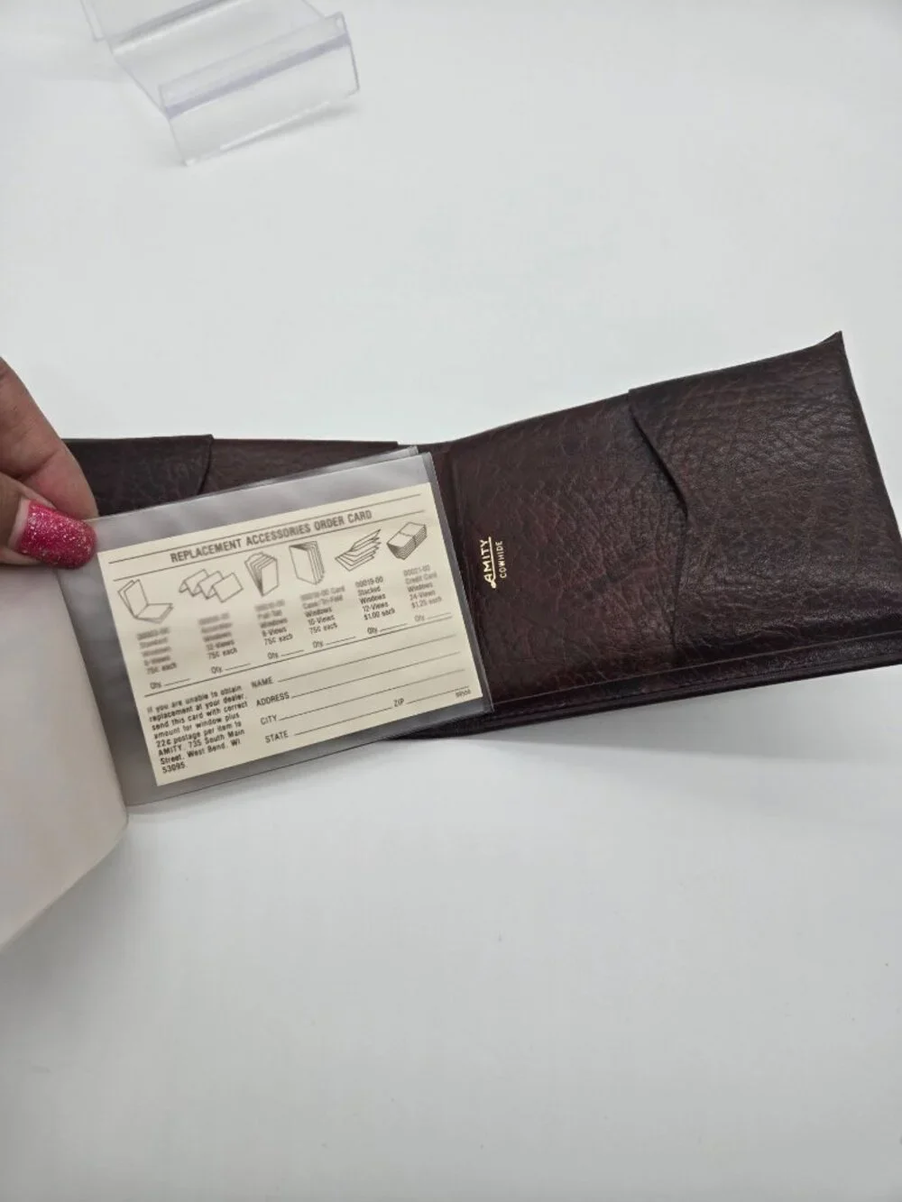 Vintage Amity Brown Pebbled Cowhide Leather Bifold Wallet NOS